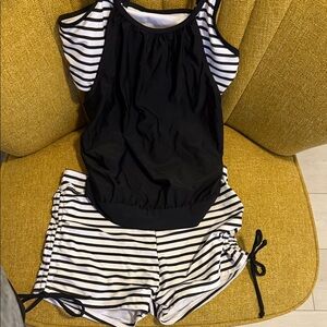 Black and White Striped Tank and Tankini